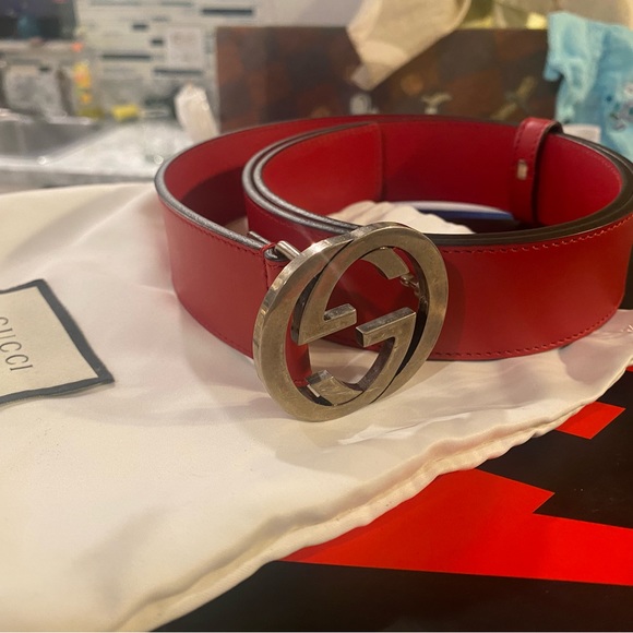 GUCCI SIGNATURE LEATHER BELT - Picture 1 of 7